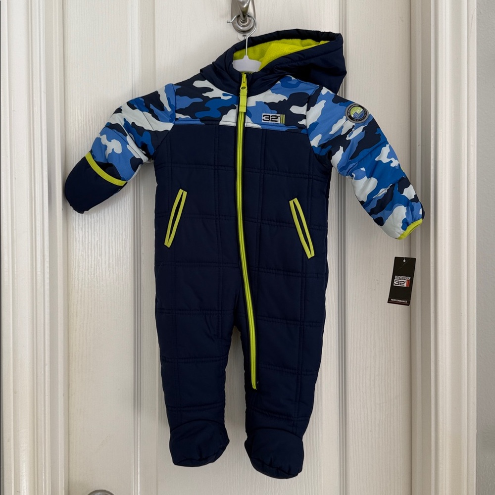 Weatherproof Blue Camouflage Infant Snowsuit
